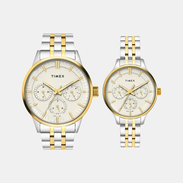 Timex Trendline Couple TW00PR317 Grey Dial Stainless Steel Watch