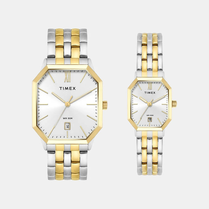 Timex Trendline Couple TW00PR354 Silver Dial Stainless Steel Watch