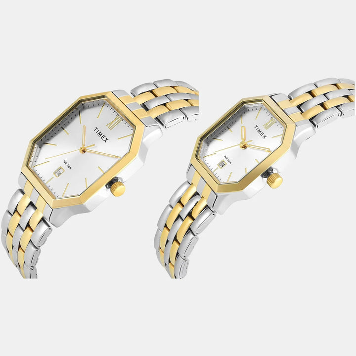 Timex Trendline Couple TW00PR354 Silver Dial Stainless Steel Watch