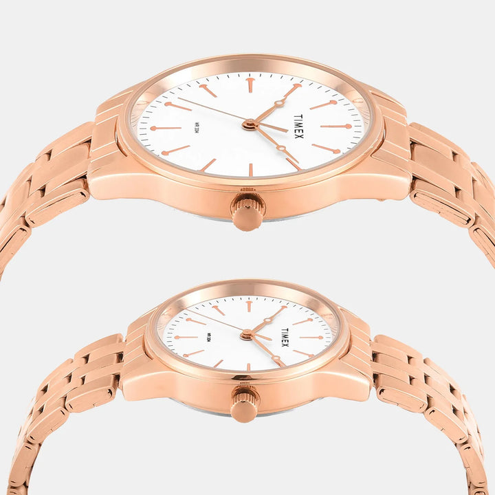 Timex Trendline Couple TW00PR358 White Dial Couple&
