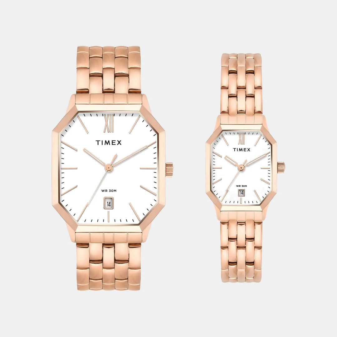 Timex Trendline TW00PR355 Rose Gold Dial Couple Watch
