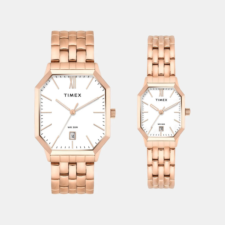 Timex Trendline TW00PR355 Rose Gold Dial Couple Watch