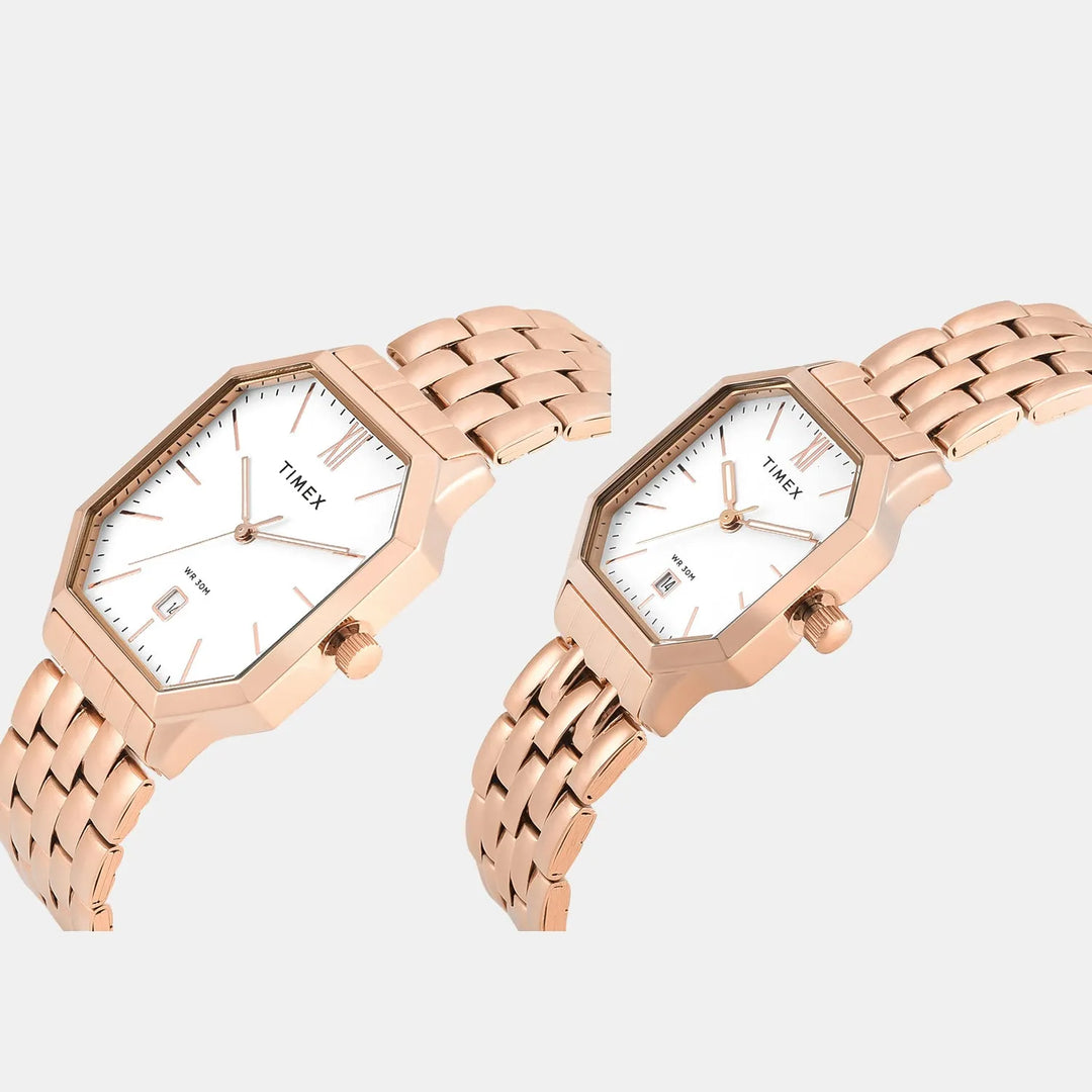 Timex Trendline TW00PR355 Rose Gold Dial Couple Watch