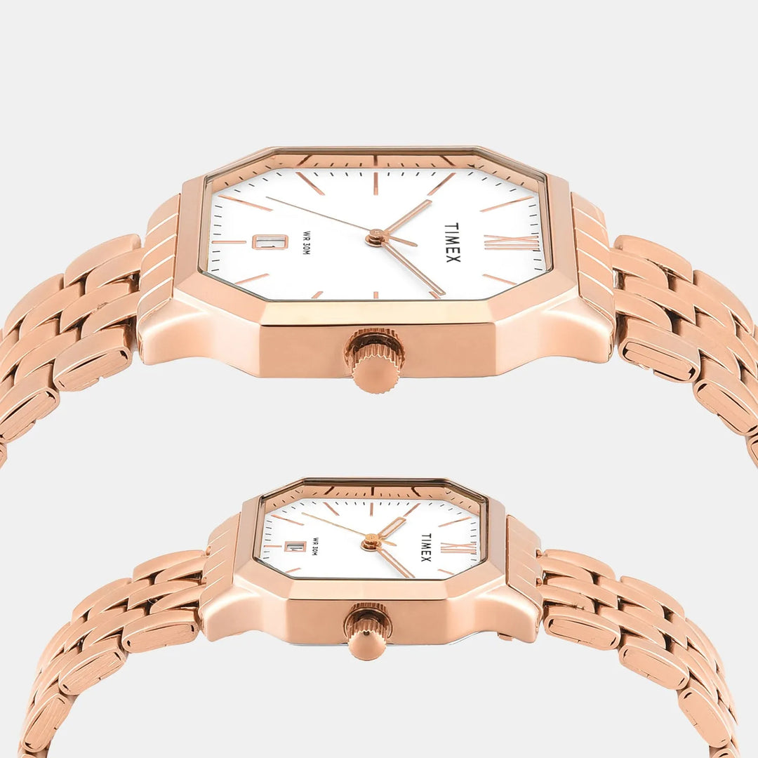 Timex Trendline TW00PR355 Rose Gold Dial Couple Watch