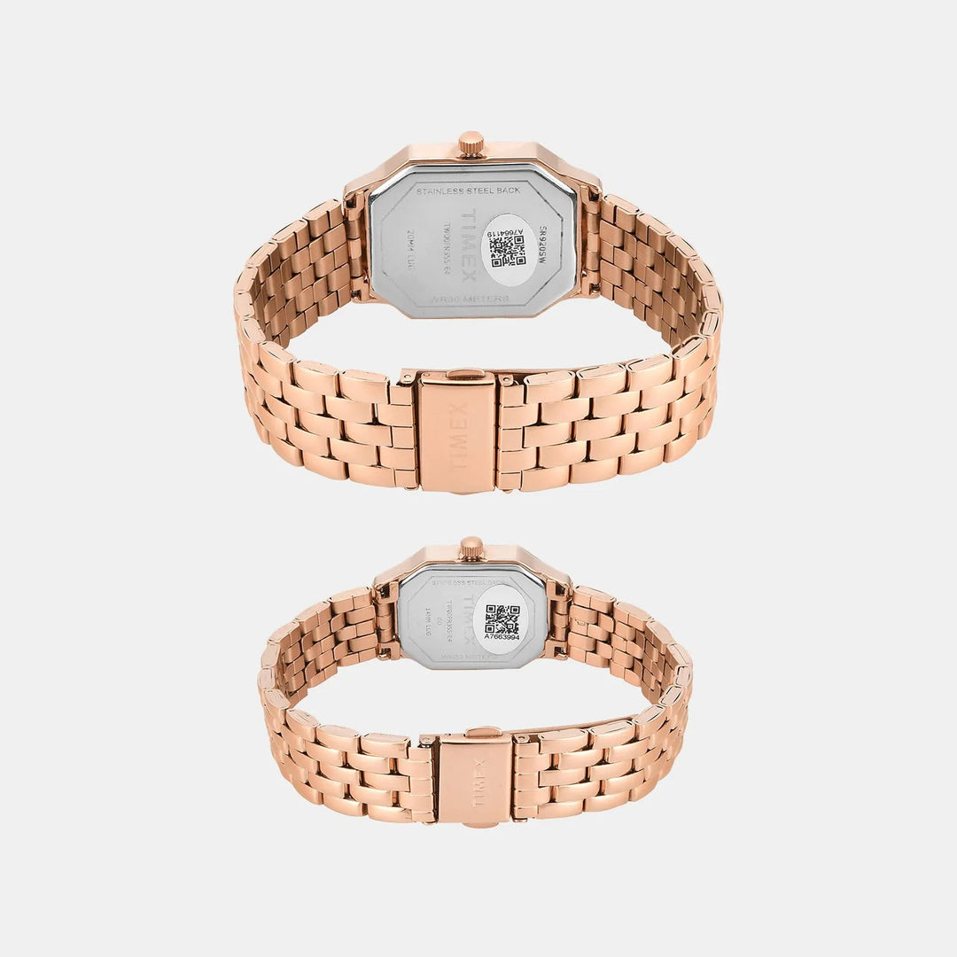Timex Trendline TW00PR355 Rose Gold Dial Couple Watch