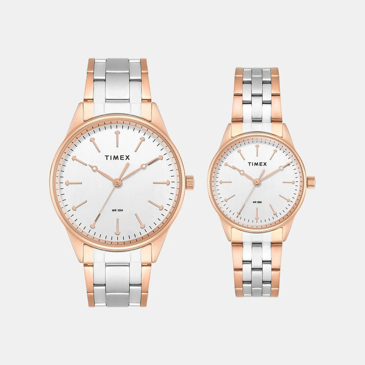 Timex Trendline TW00PR359 Silver Dial Couple&
