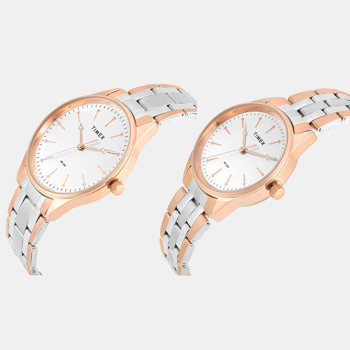 Timex Trendline TW00PR359 Silver Dial Couple&