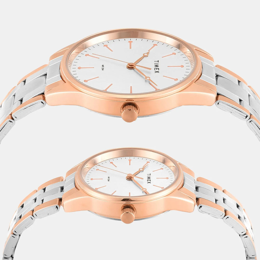 Timex Trendline TW00PR359 Silver Dial Couple&