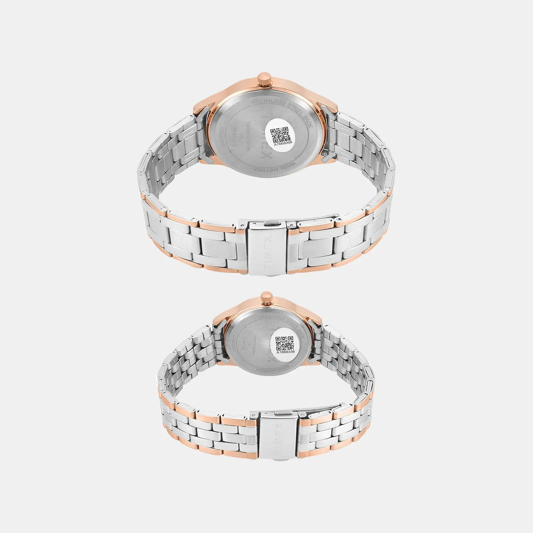 Timex Trendline TW00PR359 Silver Dial Couple&