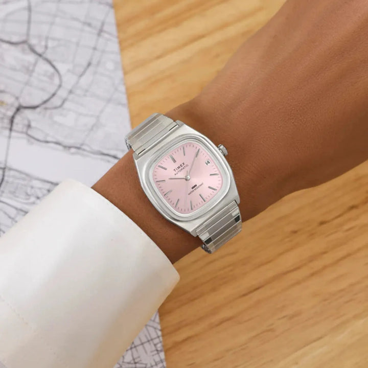 Timex Unisex Automatic Pink Dial Stainless Steel Watch TW2Y66800IK