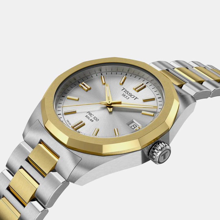 Tissot PRC 100 Women Solar Silver Dial Stainless Steel Watch T1518222203100