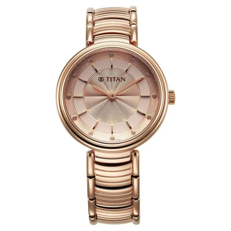 Titan Aura 95240WM01 Rose Gold Dial Women&
