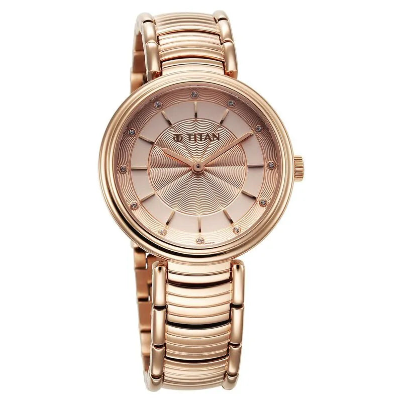 Titan Aura 95240WM01 Rose Gold Dial Women&