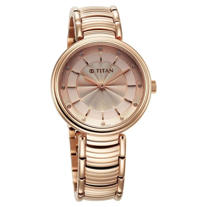 Titan Aura 95240WM01 Rose Gold Dial Women&