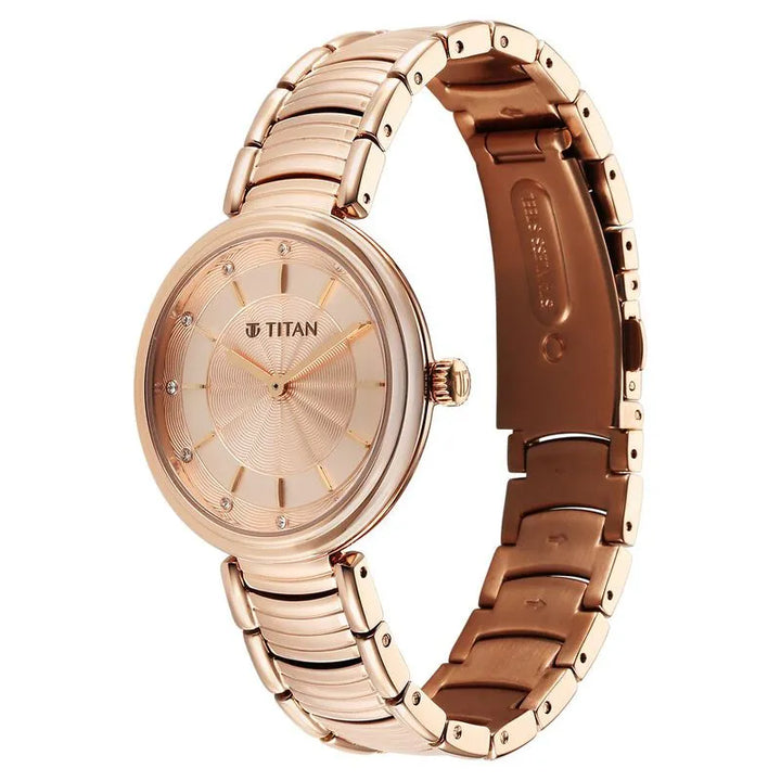 Titan Aura 95240WM01 Rose Gold Dial Women&