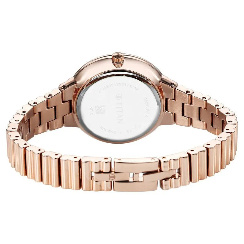 Titan Aura Quartz Silver Dial Rose Gold Women&