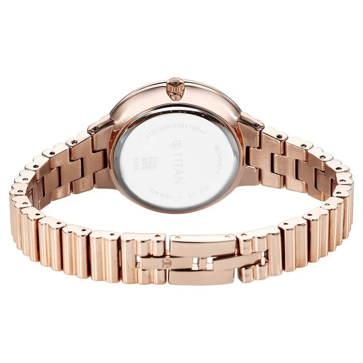 Titan Aura Quartz Silver Dial Rose Gold Women&