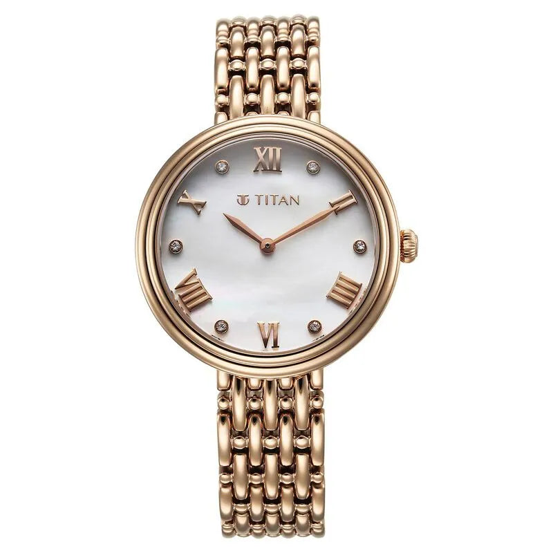 Titan Aura Quartz White Mother of Pearl Dial Women&