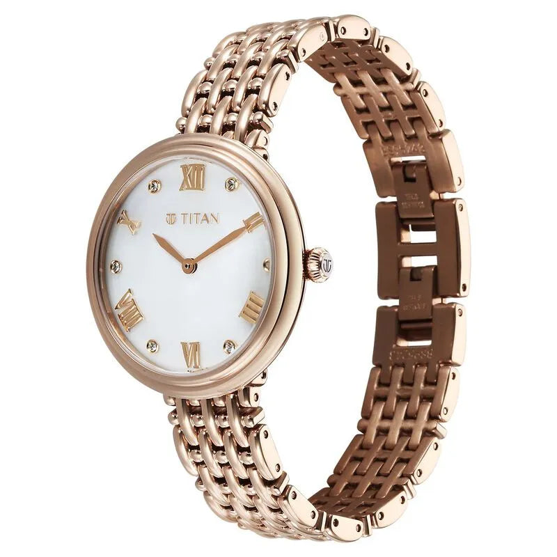 Titan Aura Quartz White Mother of Pearl Dial Women&