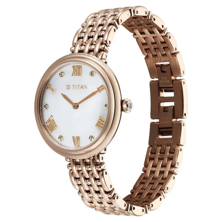 Titan Aura Quartz White Mother of Pearl Dial Women&