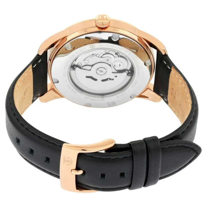 Titan Automatic Open Heart Black Dial Leather Strap Men&