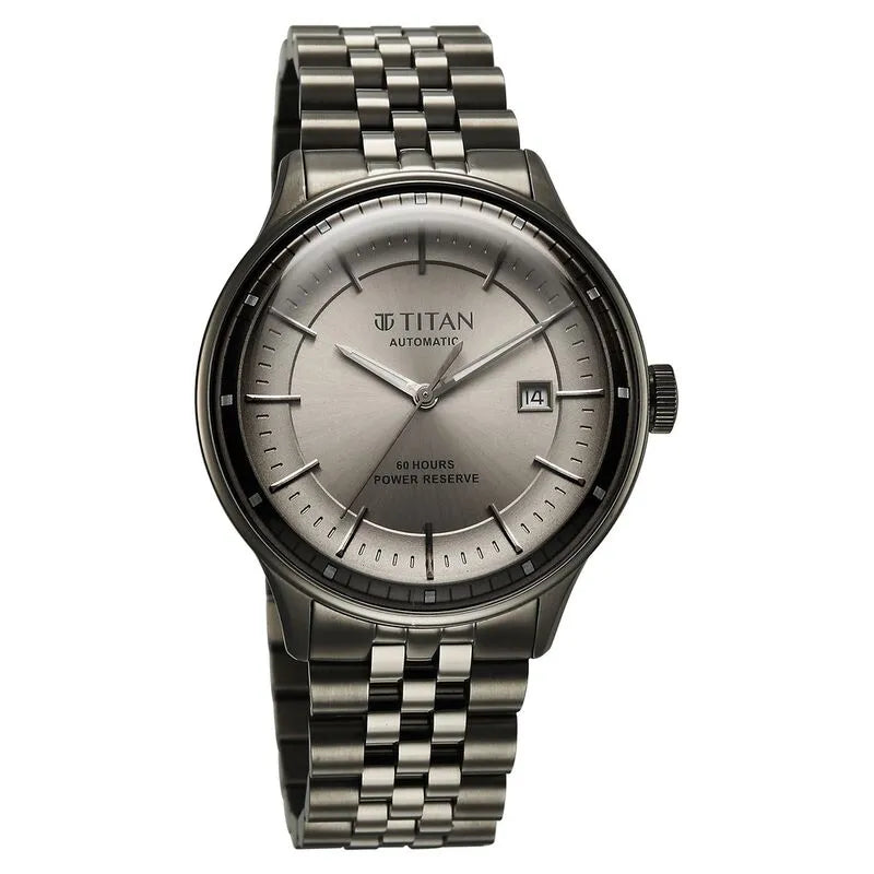 Titan Automatic Weekender 90201qm02 Grey Dial Men&