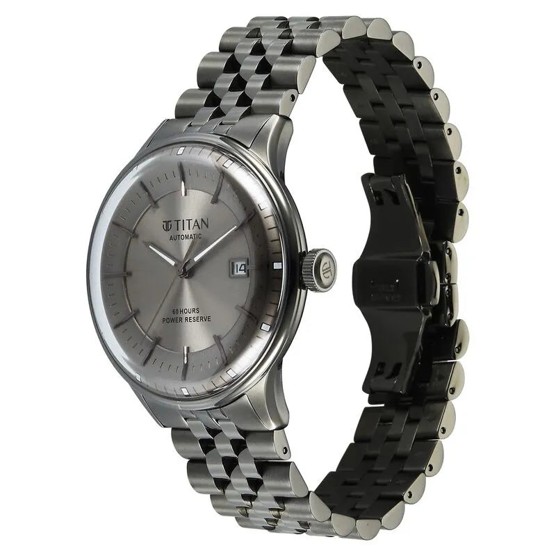 Titan Automatic Weekender 90201qm02 Grey Dial Men&