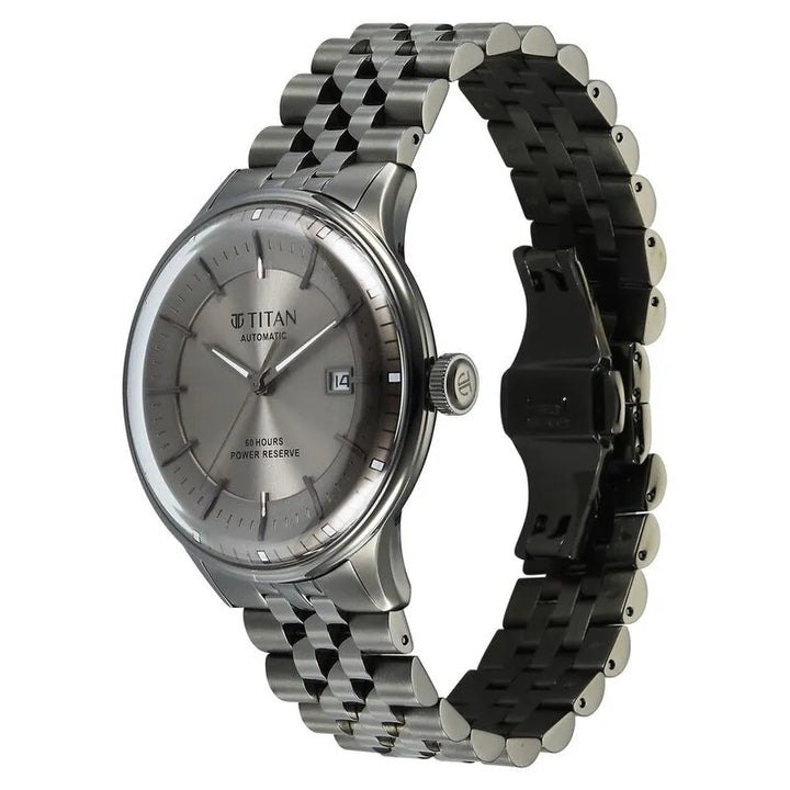 Titan Automatic Weekender 90201qm02 Grey Dial Men&