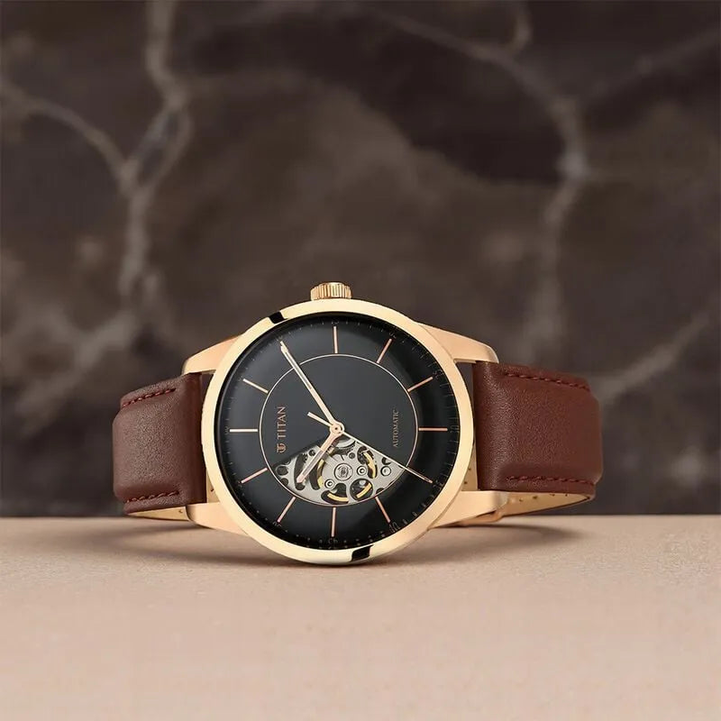 Titan Automatics 90126WL02 Black Dial Men&