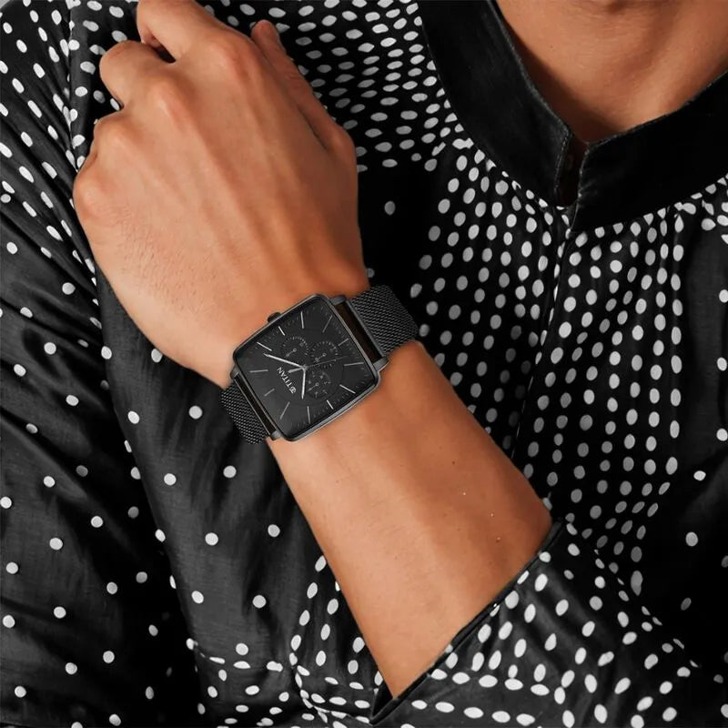 Titan Avant Garde NU90147NM01 Black Dial Men&
