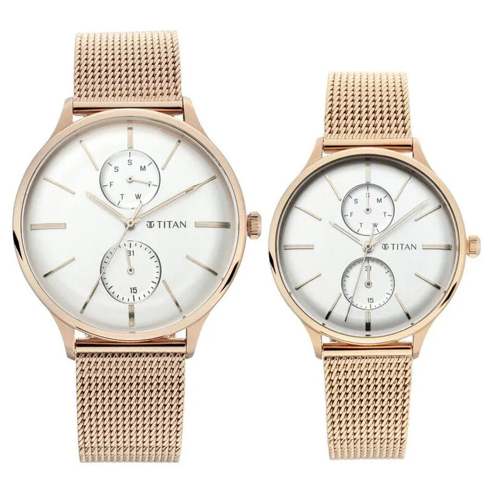 Titan Bandhan nu9400394203wm01 White Dial Couple Watch