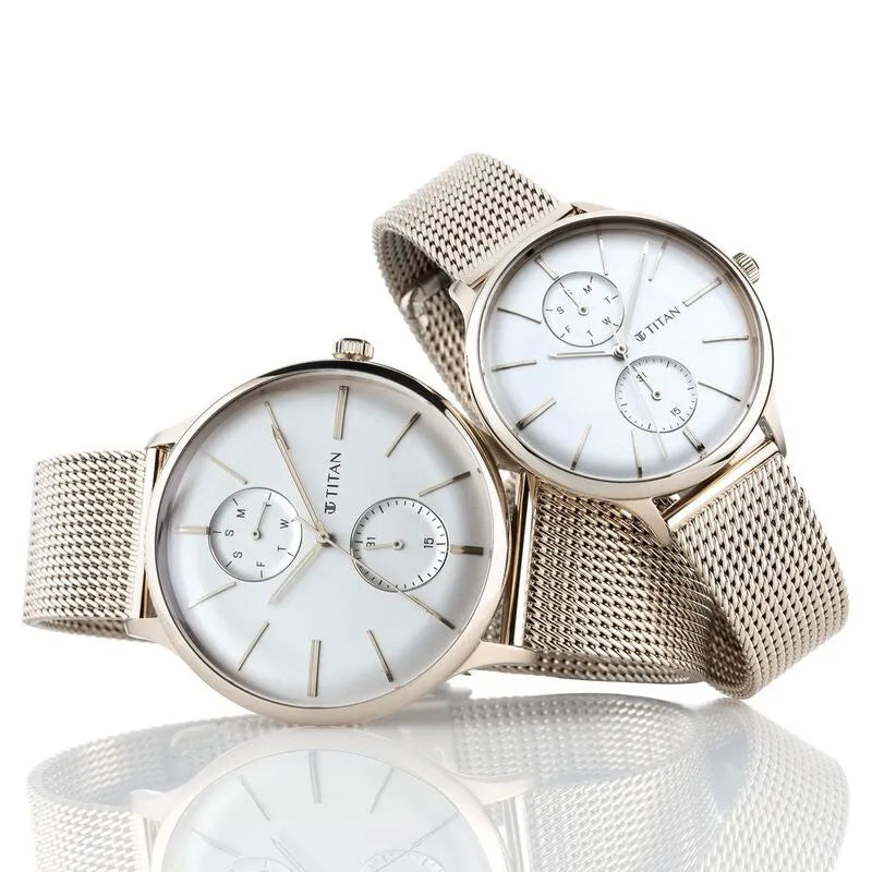 Titan Bandhan nu9400394203wm01 White Dial Couple Watch