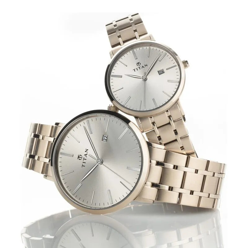 Titan Bandhan Quartz Analog Rose Gold Dial Stainless Steel Couple Watch NU9400294202WM01