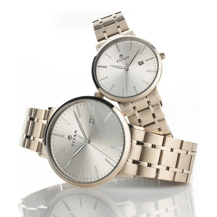 Titan Bandhan Quartz Analog Rose Gold Dial Stainless Steel Couple Watch NU9400294202WM01