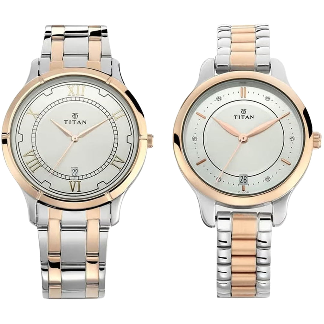 Titan Bandhan NU17752481KM01 Silver Dial Couple Watch