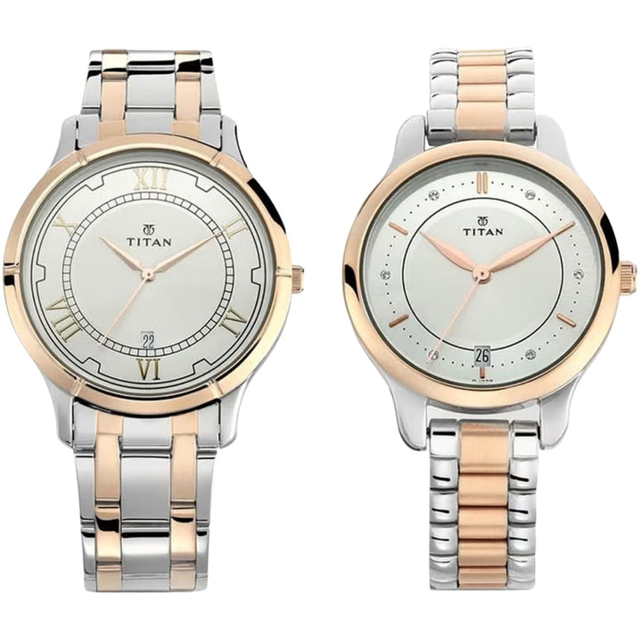 Titan Bandhan NU17752481KM01 Silver Dial Couple Watch