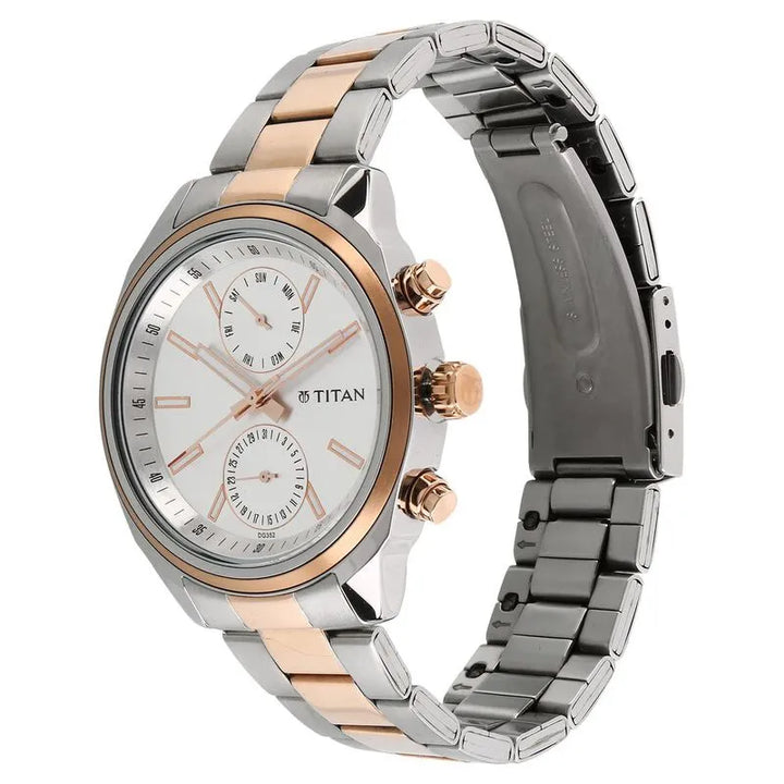 Titan Bandhan White Dial Quartz Multifunction Stainless Steel Couple Watch nu17332570km01