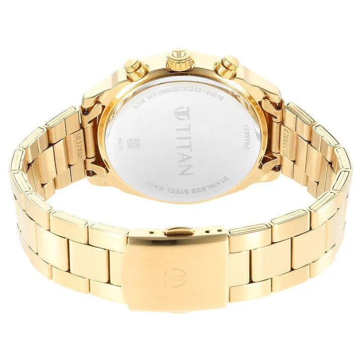 Titan Black &amp; Gold Silver Dial Quartz Multifunction Men&