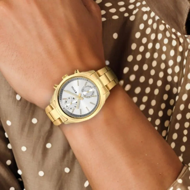 Titan Black &amp; Gold Silver Dial Quartz Multifunction Men&