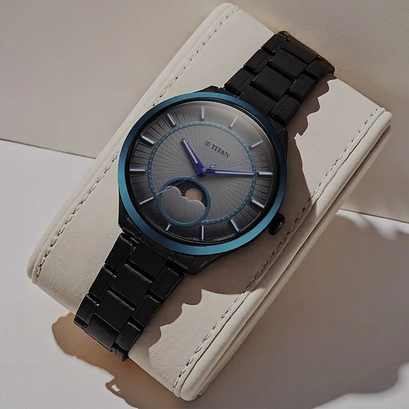 Titan Caelum Sun Moon Sub-Dial Gunmetal Grey Men&