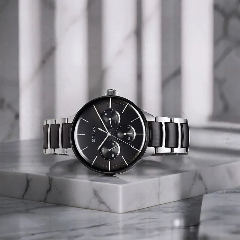 Titan Ceramic Fusion NU90148KD01 Black Dial Men&