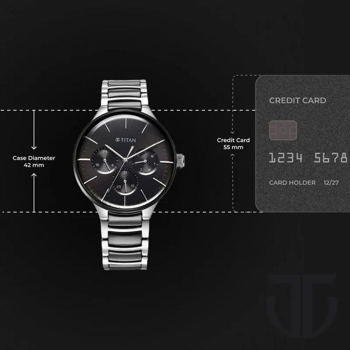Titan Ceramic Fusion NU90148KD01 Black Dial Men&