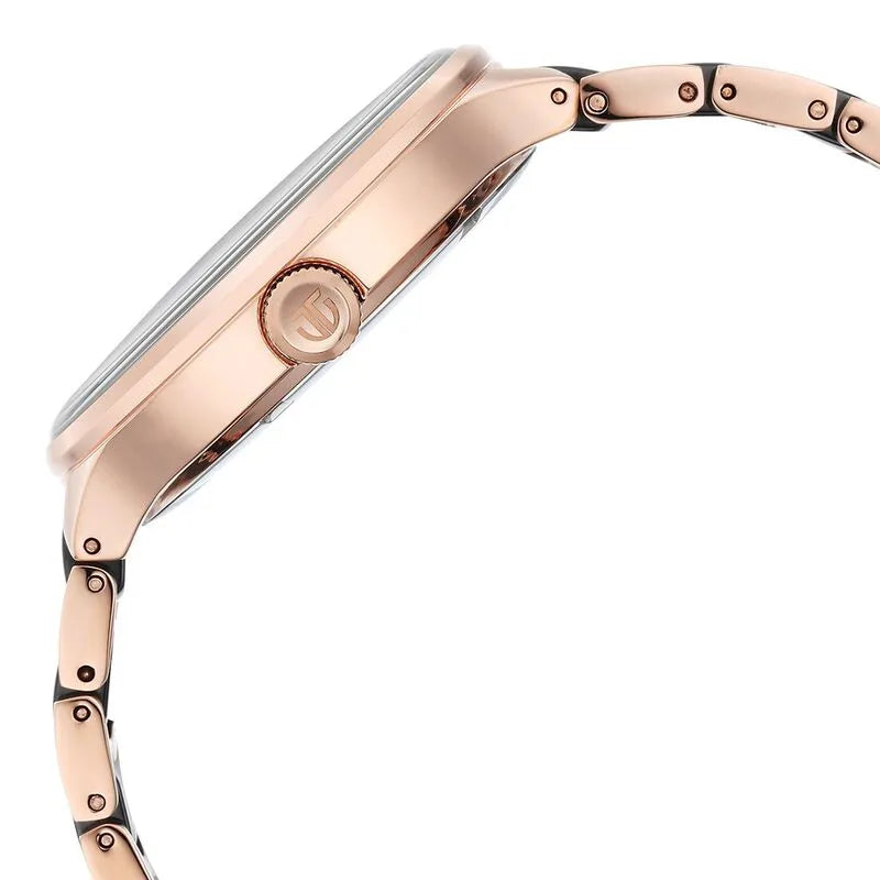 Titan Ceramic Fusion Quartz Multifunction Black Dial Rose Gold Dual-Toned Stainless Steel Bracelet Men&
