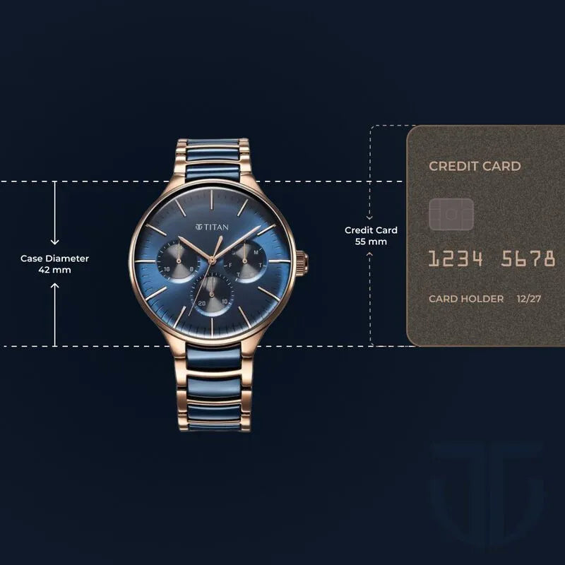Titan Ceramic Fusion Quartz Multifunction Blue Dial Men&