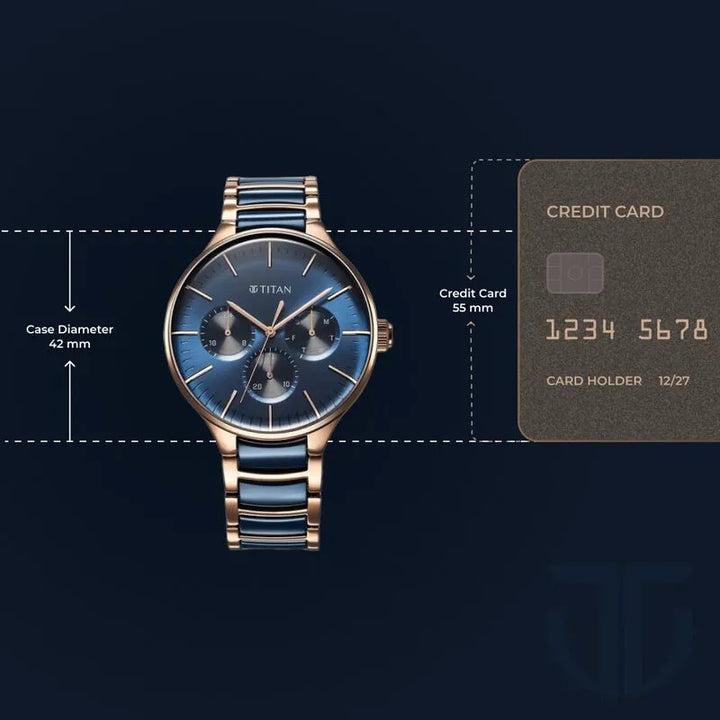 Titan Ceramic Fusion Quartz Multifunction Blue Dial Men&