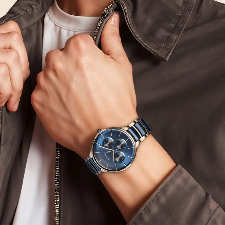 Titan Ceramic Fusion Quartz Multifunction Blue Dial Men&