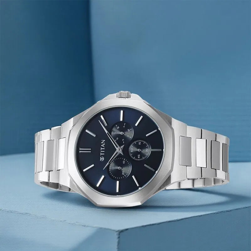 Titan Classic Slim Multifunction Blue Dial Men&