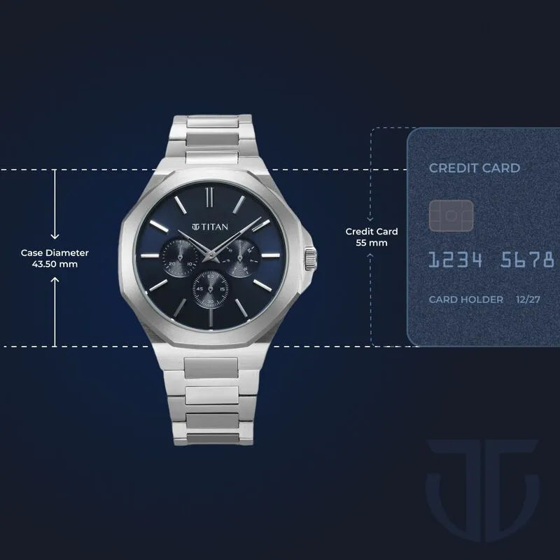 Titan Classic Slim Multifunction Blue Dial Men&