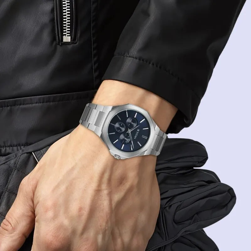 Titan Classic Slim Multifunction Blue Dial Men&