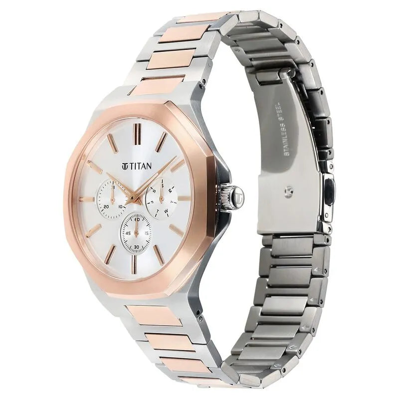 Titan Classic Slim Multifunction NU90198KM01 Silver Dial Men&